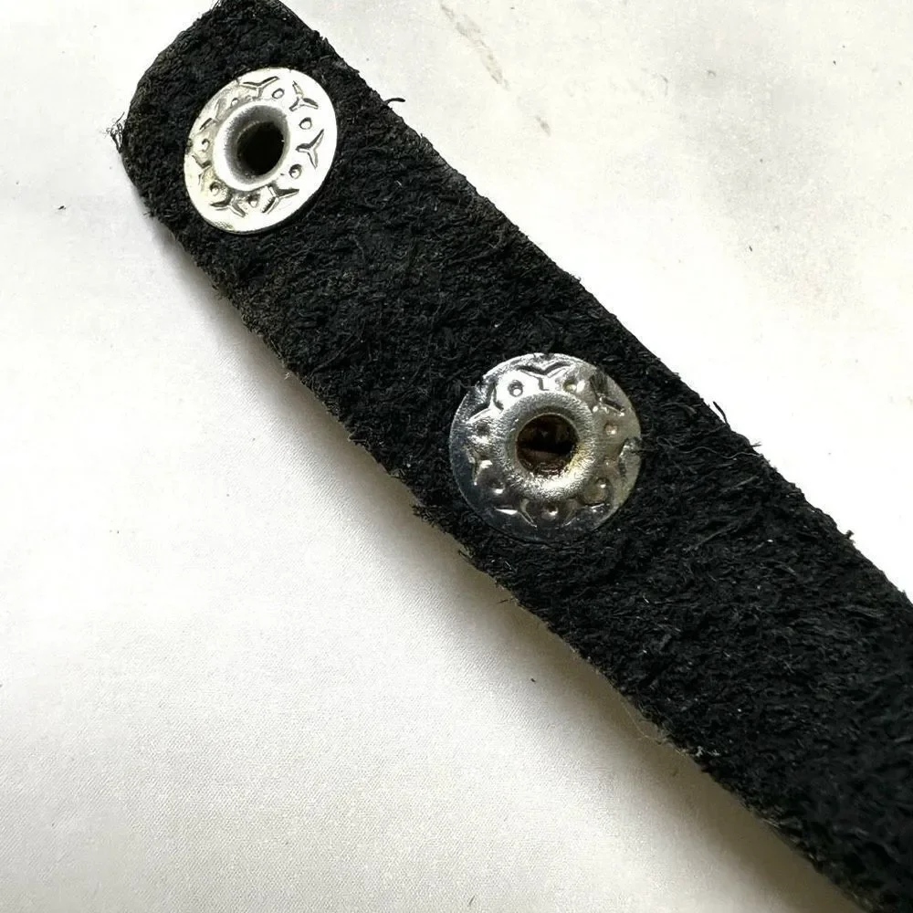 Yik Fung black leather rhinestone bracelet